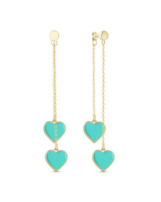 Rejected Hearts Club Green Single Hearted Girl Dangle Heart Charm Filled Earrings