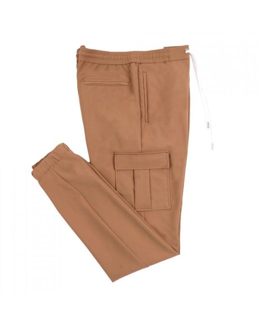 DAVID WEJ Natural Drawstring Trousers With Cargo Pockets – for men
