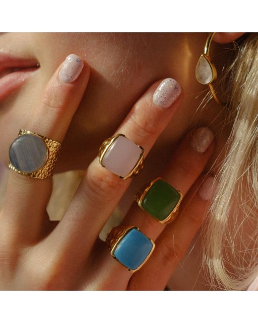 YAA YAA LONDON Blue 'happy' Turquoise Gemstone Gold Ring