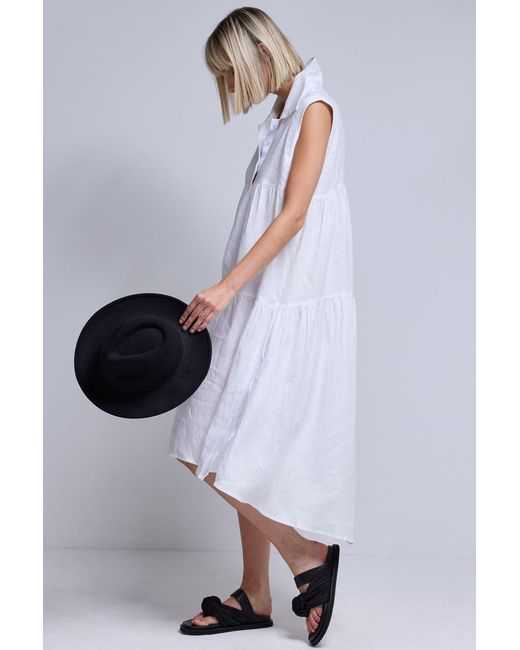 Dref White Campari Linen Dress