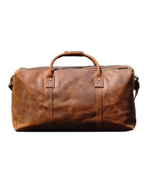 Touri Brown Genuine Leather Holdall Luggage Bag for men