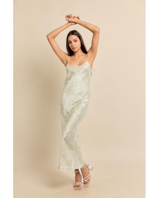 Lily Rou White Neutrals Coral Silk Midi Slip Dress