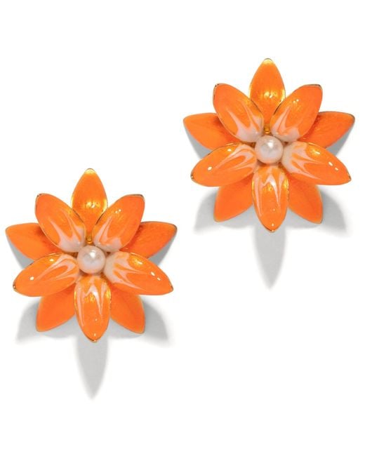 The Pink Reef Orange Dahlia Hand Painted Floral Earring
