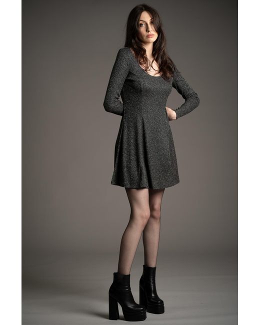 Little Lies Black Neutrals Sweet Jane Gunmetal Shimmer Mini Dress