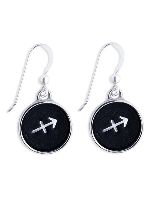 N'damus London Blue Zodiac Sagittarius Leather Earrings