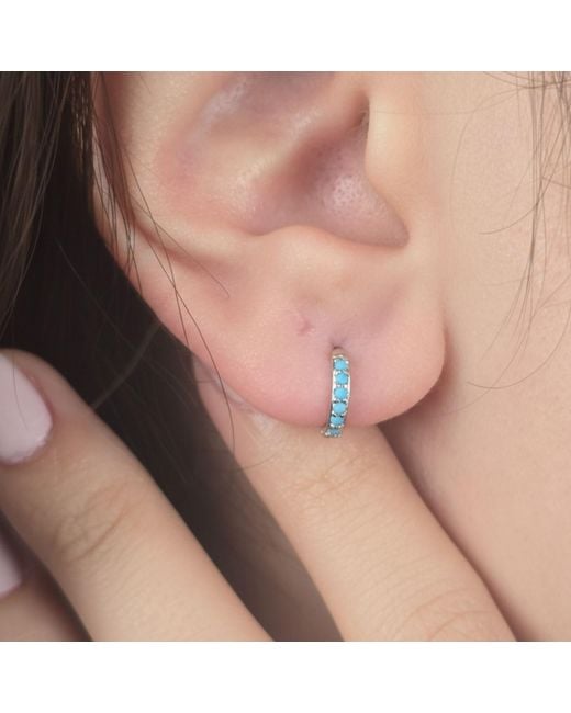 Harfi Blue December Birthstone Small Huggie Hoops