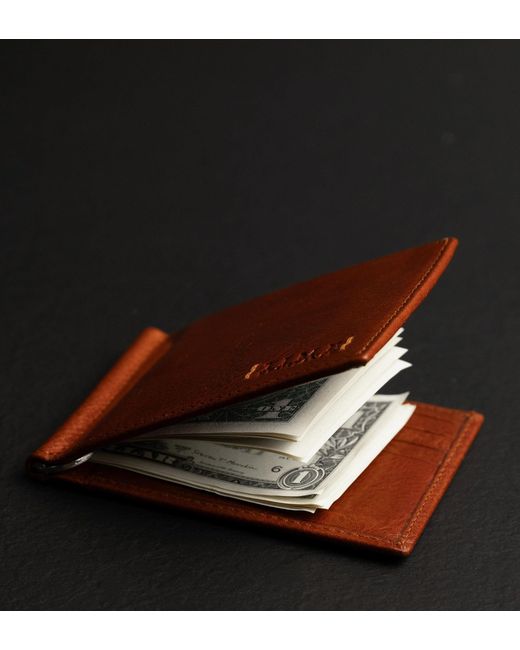 Time Resistance Red Leather Money Clip Wallet for men