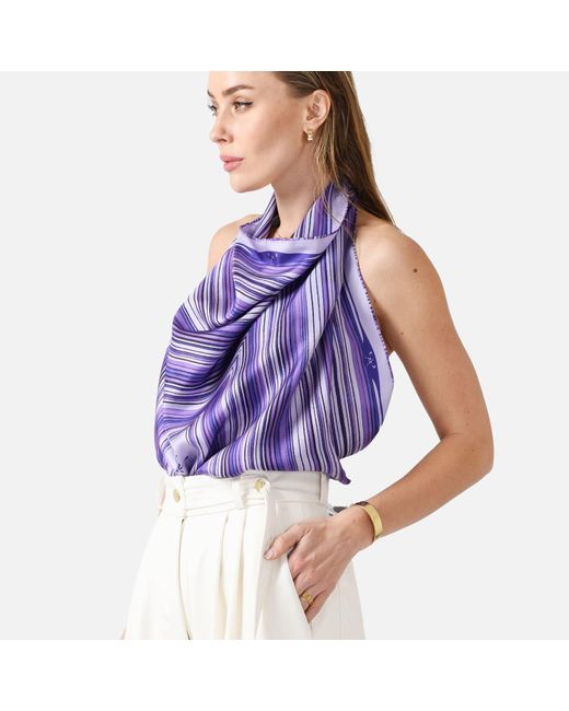 Kargede Purple Silk Scarf – Designer, Striped, Square