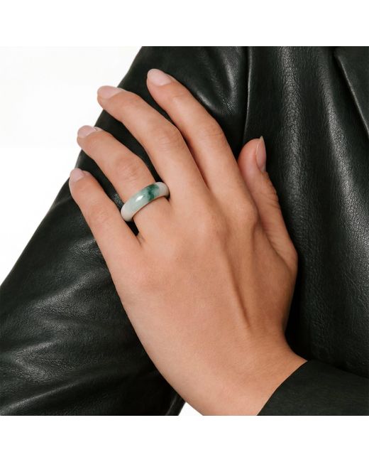 seree Koi Mottled Green, Grey, Grey, Grey, Grey, Grey Jade Ring