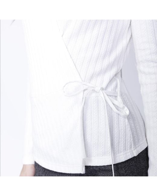 Smart and Joy White Wrap Over Knitted Top