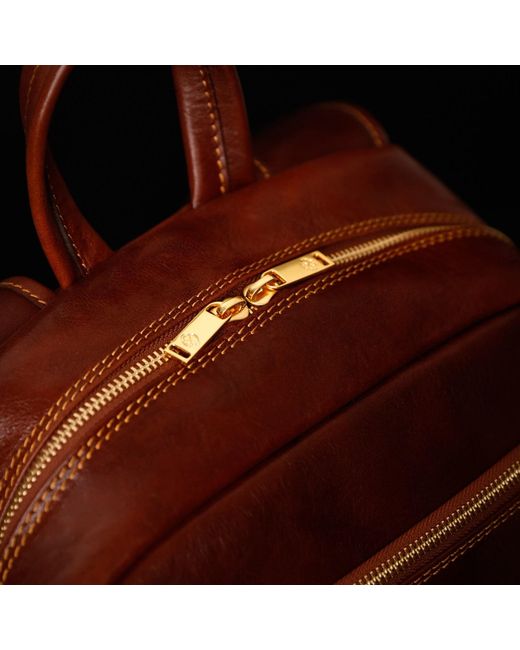 Time Resistance Red Large Leather Backpack for men