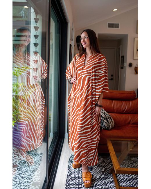 Jennafer Grace Red Talitha Cinched Waist Caftan