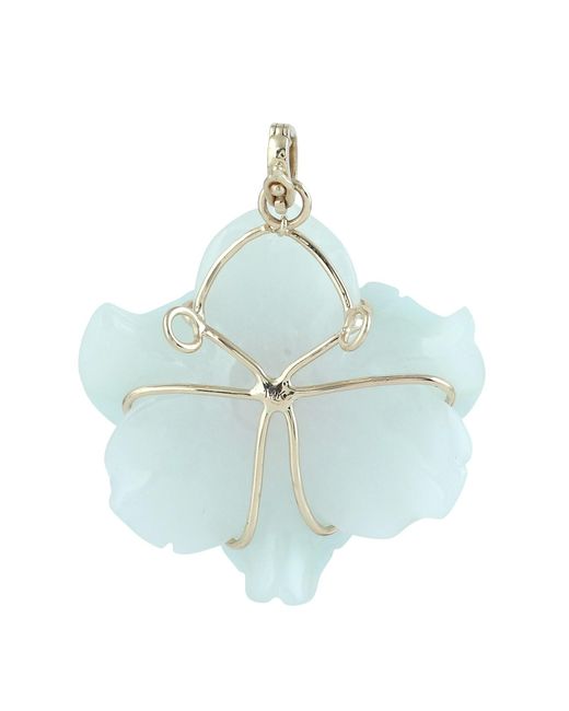 Artisan White 14K Carved Onyx & Garnet Flower Pendant