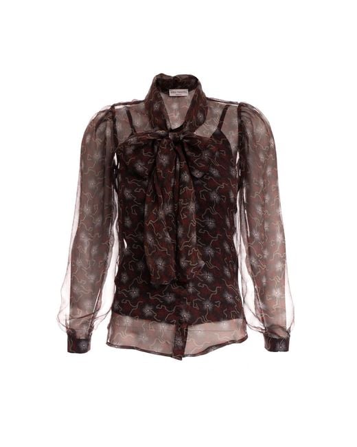 Sofia Tsereteli Brown Chocolate Patterned Silk Shirt