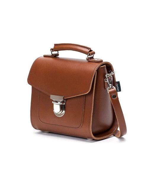 Zatchels Brown Handmade Leather Sugarcube Plus Handbag