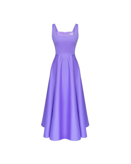 POST MERIDIEM Purple Strap Decorated Bodice Midi Dress