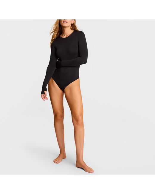 Commando Black Prima Ballet Long Sleeve Bodysuit With Thumbholes