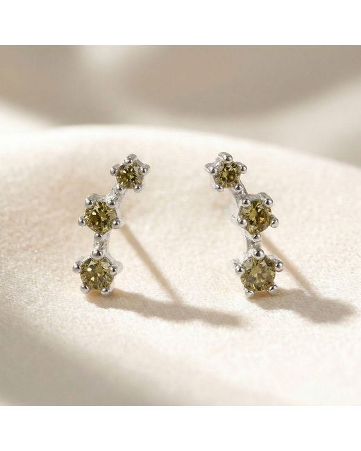 Harfi Metallic Peridot August Birthstone Climber Stud Earrings