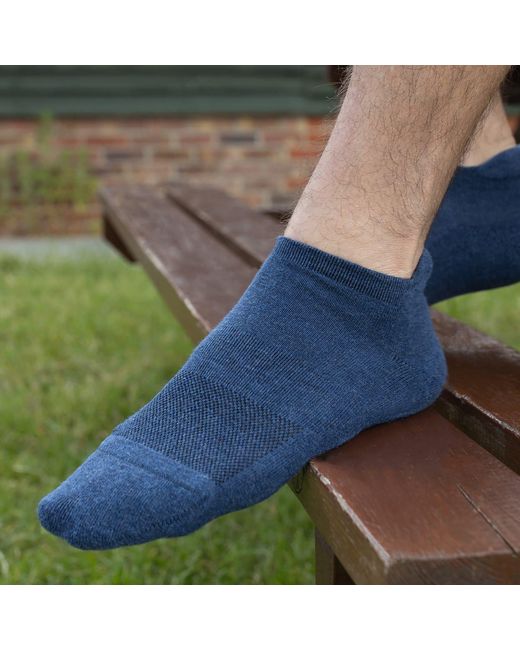 Peper Harow - Made in England Blue Sport Trainer Sock Bundle – Organic for men
