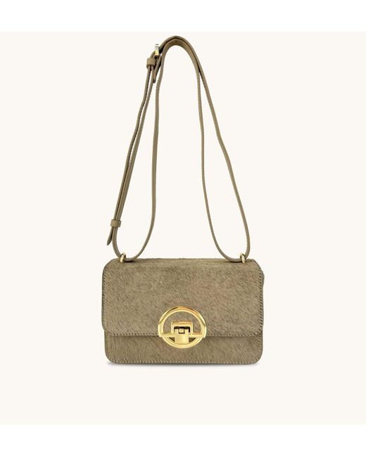 Apatchy London Gray Neutrals The Tilly Sand Hair-On Leather Bag