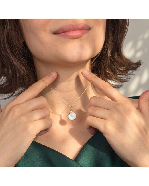 Harfi Metallic Vermeil Plated Natural Moonstone June Birthstone Pendant Necklace
