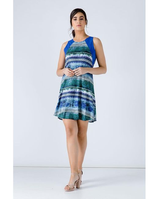 Conquista Blue Royal Print Dress