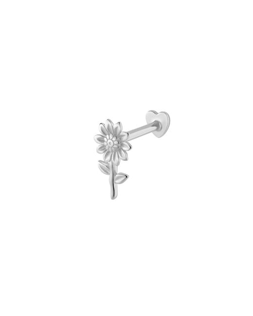 Vanhi White 14K Solid Sunflower Flat Back Stud