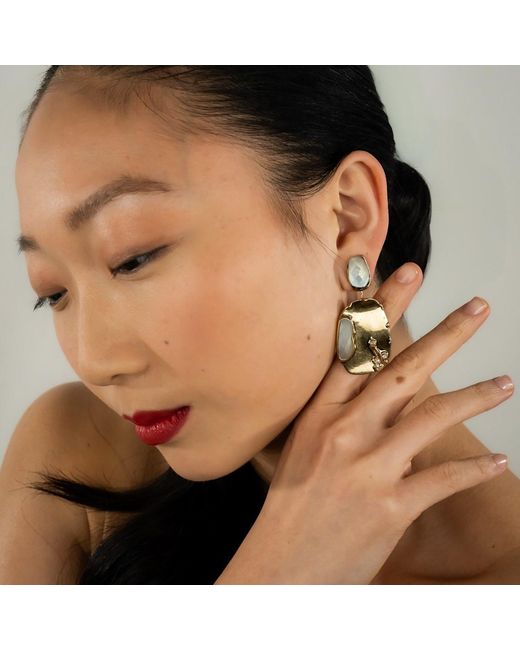 Rare Matters Jewelry Metallic Cascade Mother Of Pearl Gemstone Earring Wedding Jewelry Mother's Day
