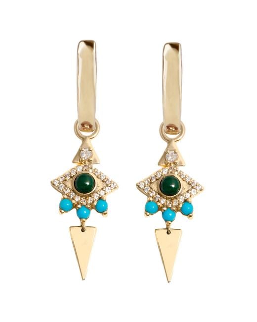 Zohreh Blue Limited Edition Malachite Eye Hoop Earrings 9K