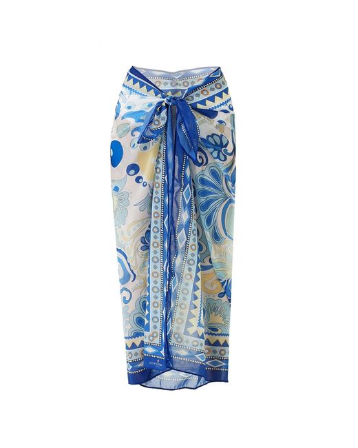 LOVEIST STORE Blue Trya Pareo Sarong Cover Up