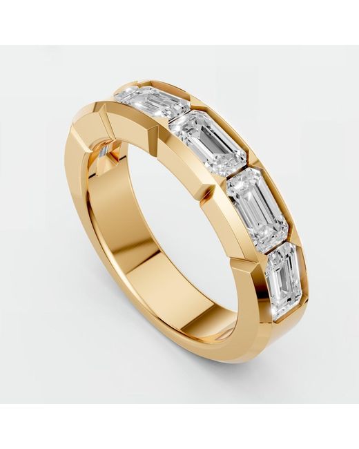 Aya Fine Jewelry Metallic Emerald Cut Lab Diamond Eternity Geometric Wedding Band Ring