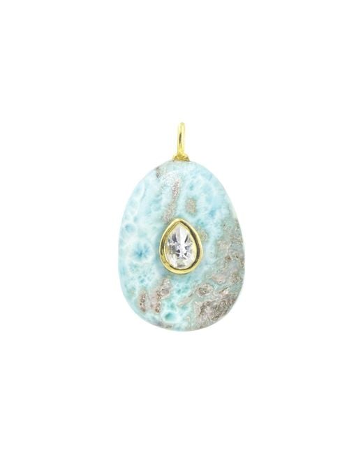 KAMARIA Blue Larimar Gemstone Pendant With Topaz