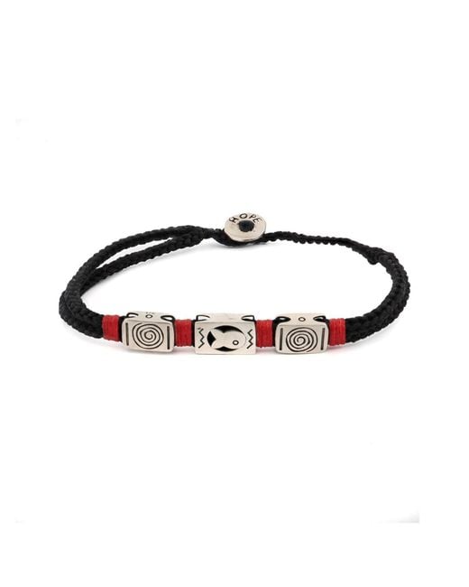 Ebru Jewelry Black Sterling Fish & Soul Woven Striking Hope Bracelet for men