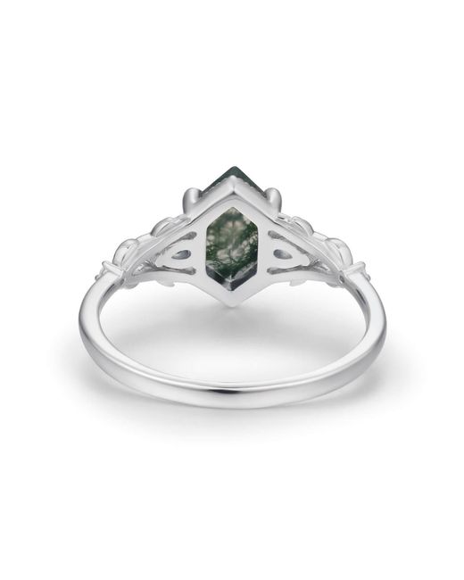 Azura Jewelry New York Green Gardenia Moss Agate Ring Vermeil