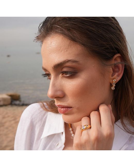 LINYA JEWELLERY Metallic Diana Four Stone Earrings