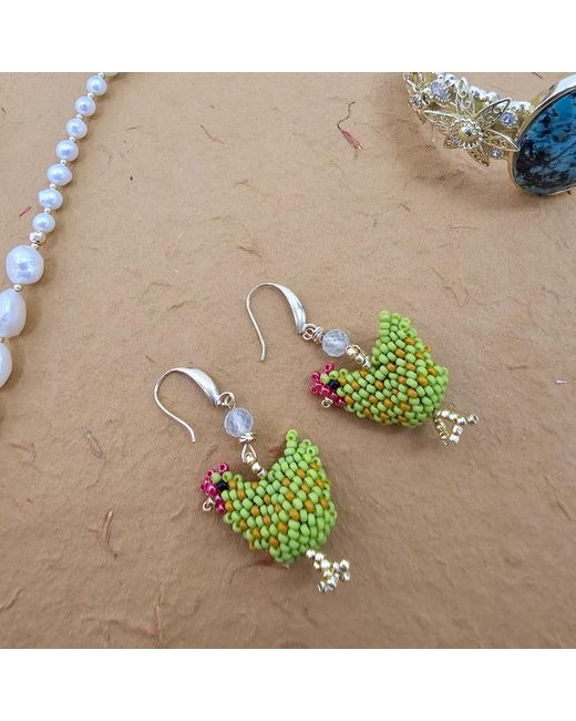 Farra Yellow Playful Handcrafted Chicken Dangle Earrings