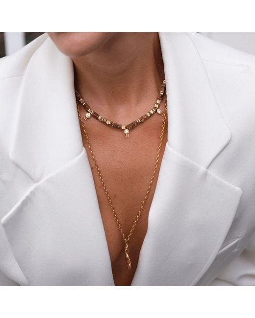 LINYA JEWELLERY Metallic Verta Hematite Stone Necklace