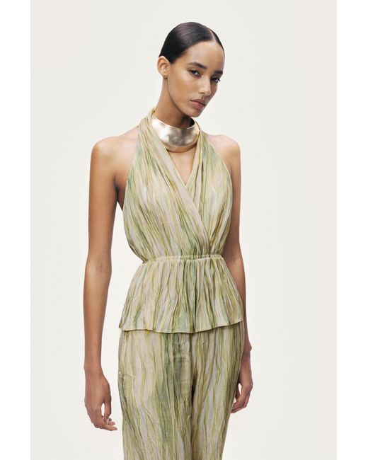 Nocturne Green Abstract Print Straight Leg Trousers
