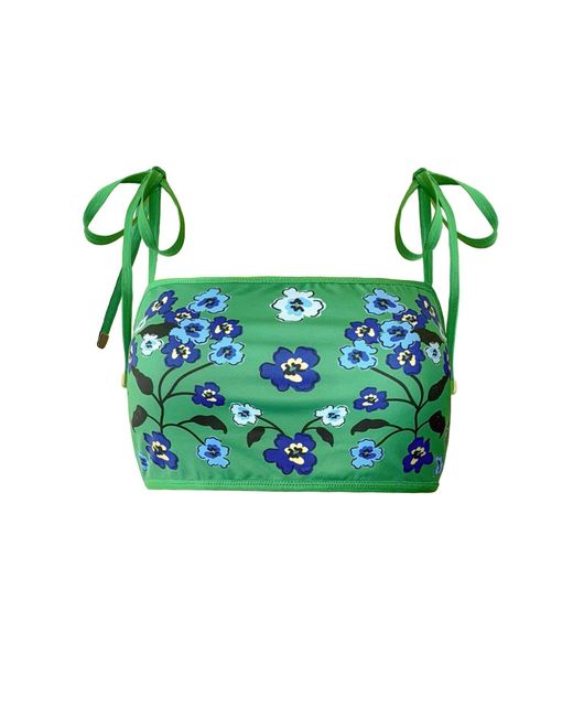 Jessie Zhao New York Green Tropical Escape Reversible Bikini Top