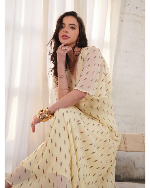 Rose & Nancy Natural Neutrals Talia Lemon Sparkle Maxi Dress