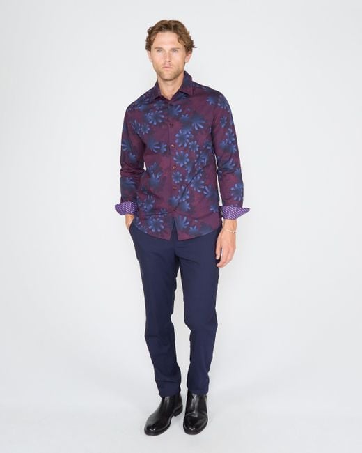Lords of Harlech Blue Norman Ramble Floral Shirt for men