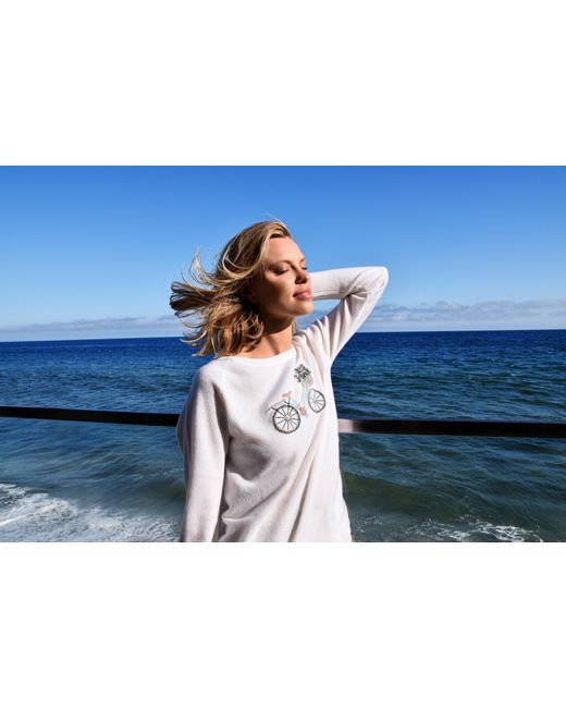 Catnip and Seaweed White Bicycle Cashmere Sweater