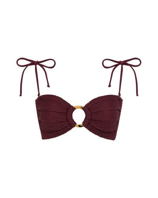 Montce Purple Crochet Tori Ties Bandeau Bikini Top