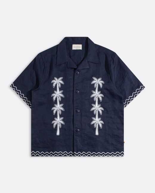 Far Afield Blue Veloso Palm Appliqué Shirt for men