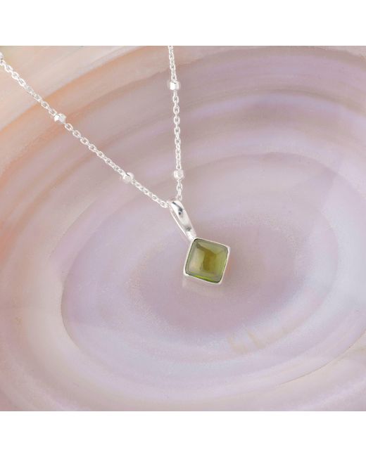 Nellou Jewellery Metallic Diamond Peridot Necklace Birthstone August Sterling