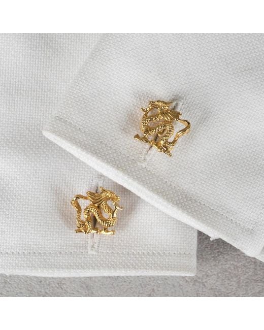 Simon Kemp Jewellers Metallic Oriental Dragon Cufflinks Eighteen Carat On for men