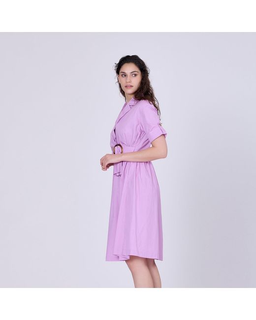 Smart and Joy Purple Shirt Dress With Belt And