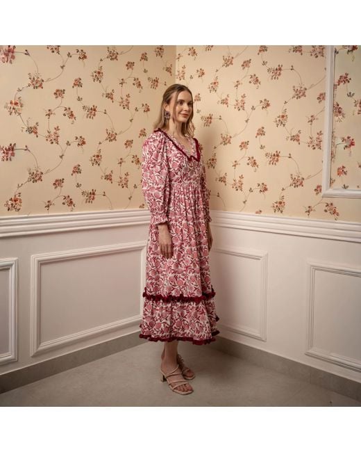 Echo of Pink Pink Delilah Hand Block Print Cotton Dress