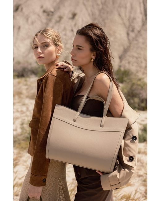 Saonara Brand Natural Neutrals Shopping Bag Taupe Leather