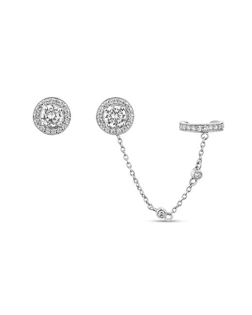 SALLY SKOUFIS Metallic Aliven Stud & Earcuff Set With Made Diamonds